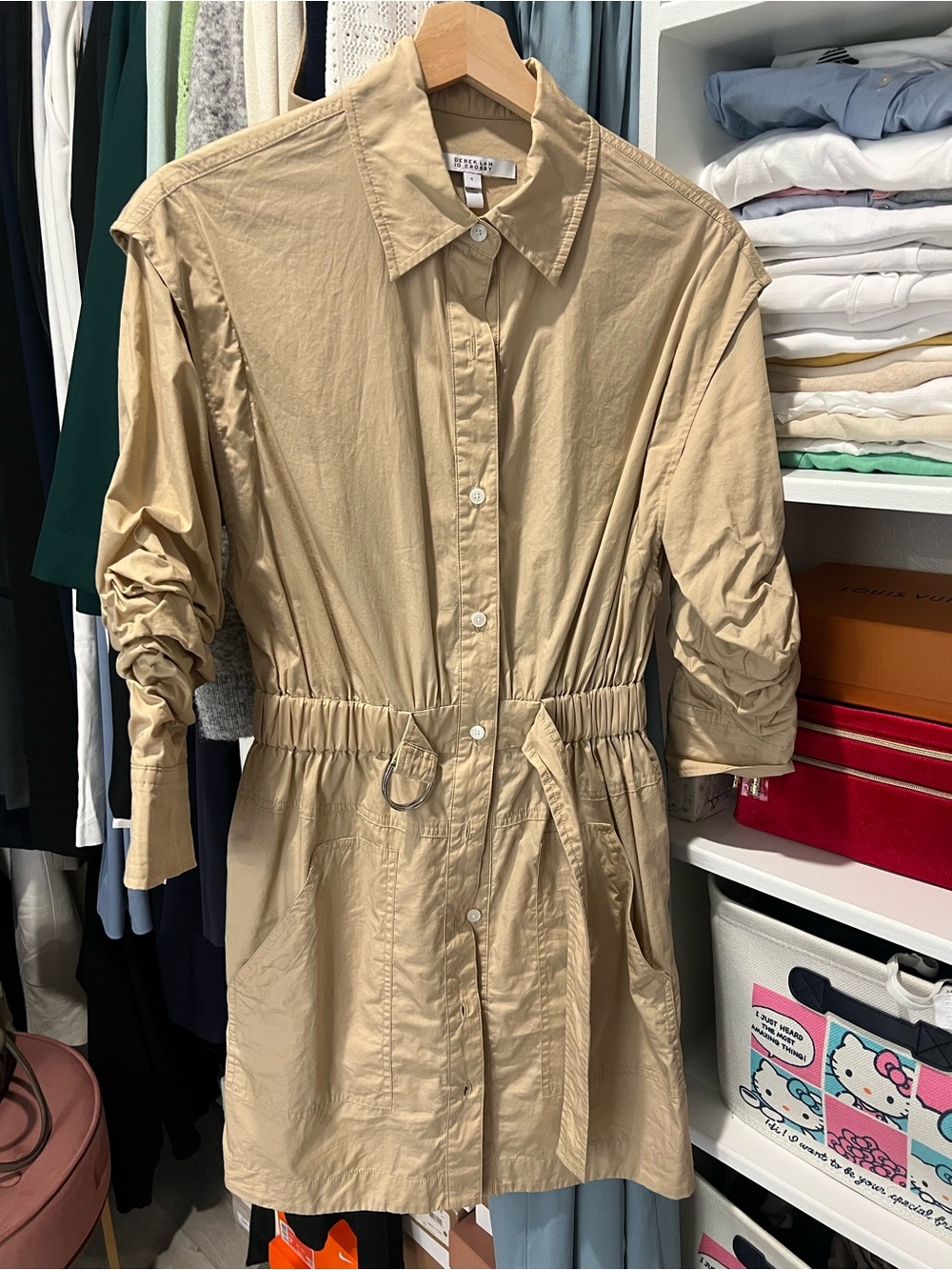 10 Crosby Derek Lam Cream Button-Front Shirt Dress
